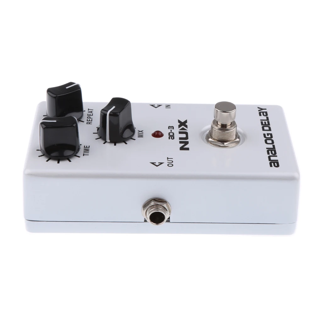 

White Guitar Analog Delay Effect Pedal 3 Knobs Electric Effects AD-3 125 x 88 x 58mm