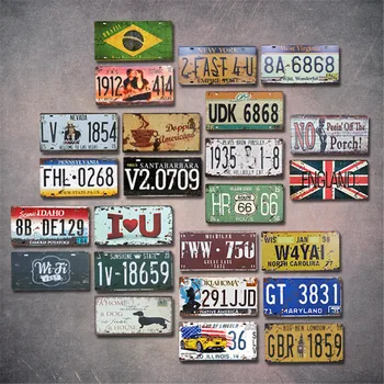 

USA Route 66 Metal Vintage Bolt Car Number Frame License Plate Plaque Poster Bar Club Wall Garage Home Decor Shop Decoration