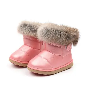 

Children Casual Shoes Rabbit Fur Winter Martin Boots Boys Girls Shoes Fashion Leather Soft Antislip Warm Snow Boots EU 21-30