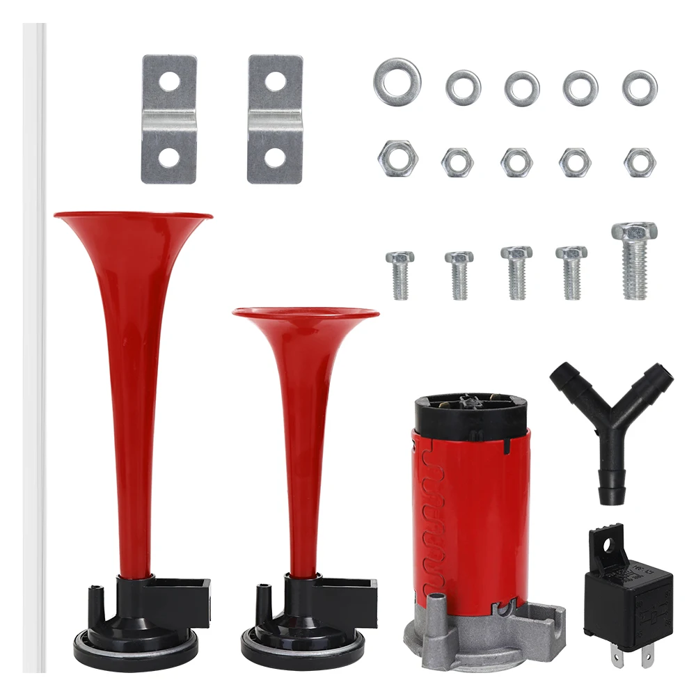 

Universal 12V 135db Black Car Motorcycle Air Horn Train Kit Dual Trumpet Ultra Loud For Auto Motorcycle Boat