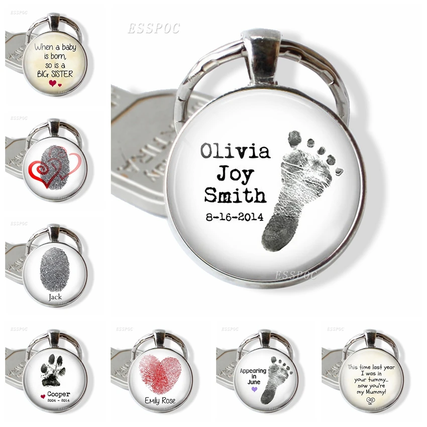 Porte Cles Empreintes Digitales Bebe Bijoux Cabochon En Verre Cadeau Commemoratif Aliexpress