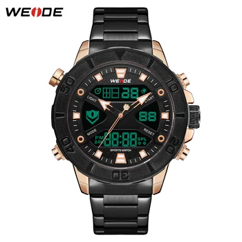 

WEIDE Luxury Brand Quartz Digital Movement metal case black Strap Luminous Chronograph Calendar Men Wristwatch Relogio Masculino