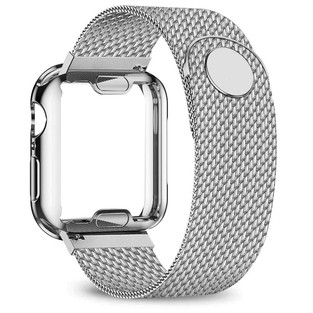 Case strap For Apple Watch band 45mm 44mm 40mm 41mm 38mm 42mm Plated case Metal stainless