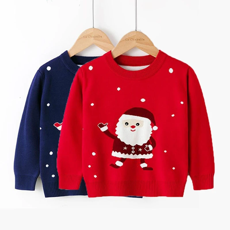 

Christmas Sweater For Kids Santa Claus Sweater For Boys Girls Warm Cotton Knit Clothing Children's Jumpers Kids Winter Clothes