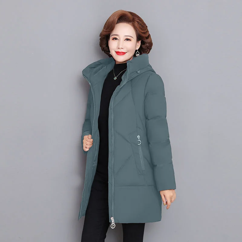 2025 New Winter Padded Jacket Mother Mid-Aged and elderly female Long Cotton-Padded Jacket Thick Parkas Mother Down Cotton Coat