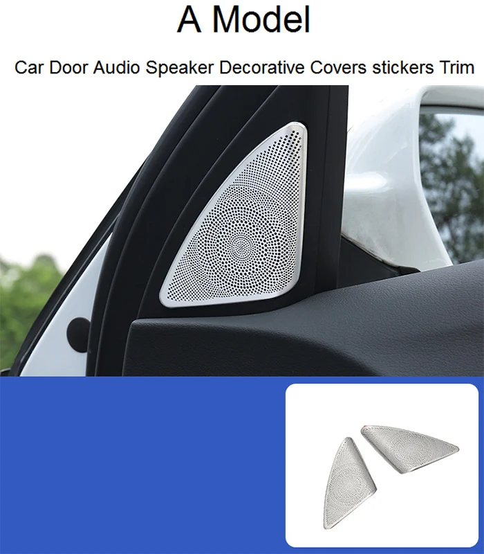 Car styling Audio Speaker Rear Door Loudspeaker Trim Covers Stickers For Audi A4 B8 stainless steel Interior auto Accessories - Название цвета: A Model Silver