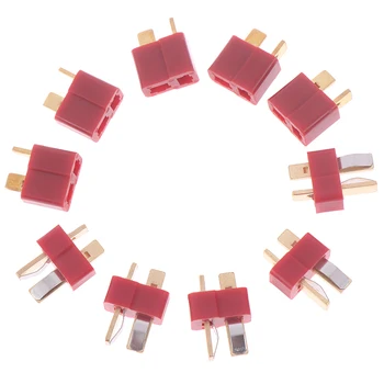 

10Pcs T Plug Jack Connectors Male + Female Deans Connector T For RC LiPo Battery Helicopter Terminals Connectors Kit