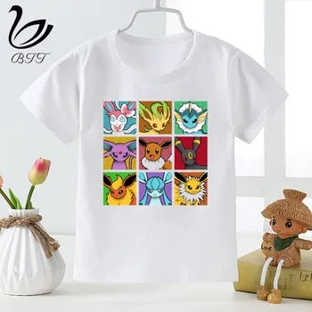 

Boys Girls Pop Eeveelutions Pokemon Go Cartoon T-shirt Children Funny Tshirt Kids Summer Short Sleeve Tops Baby Clothes