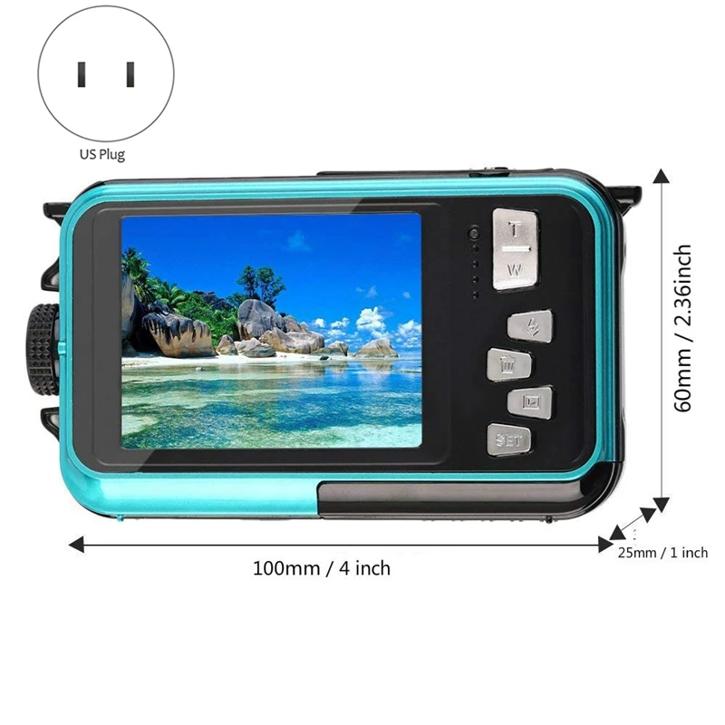 Underwater Camera 24.0MP Waterproof Digital Camera Full HD 1080P Self-Timer Dual-Screen Video Recor