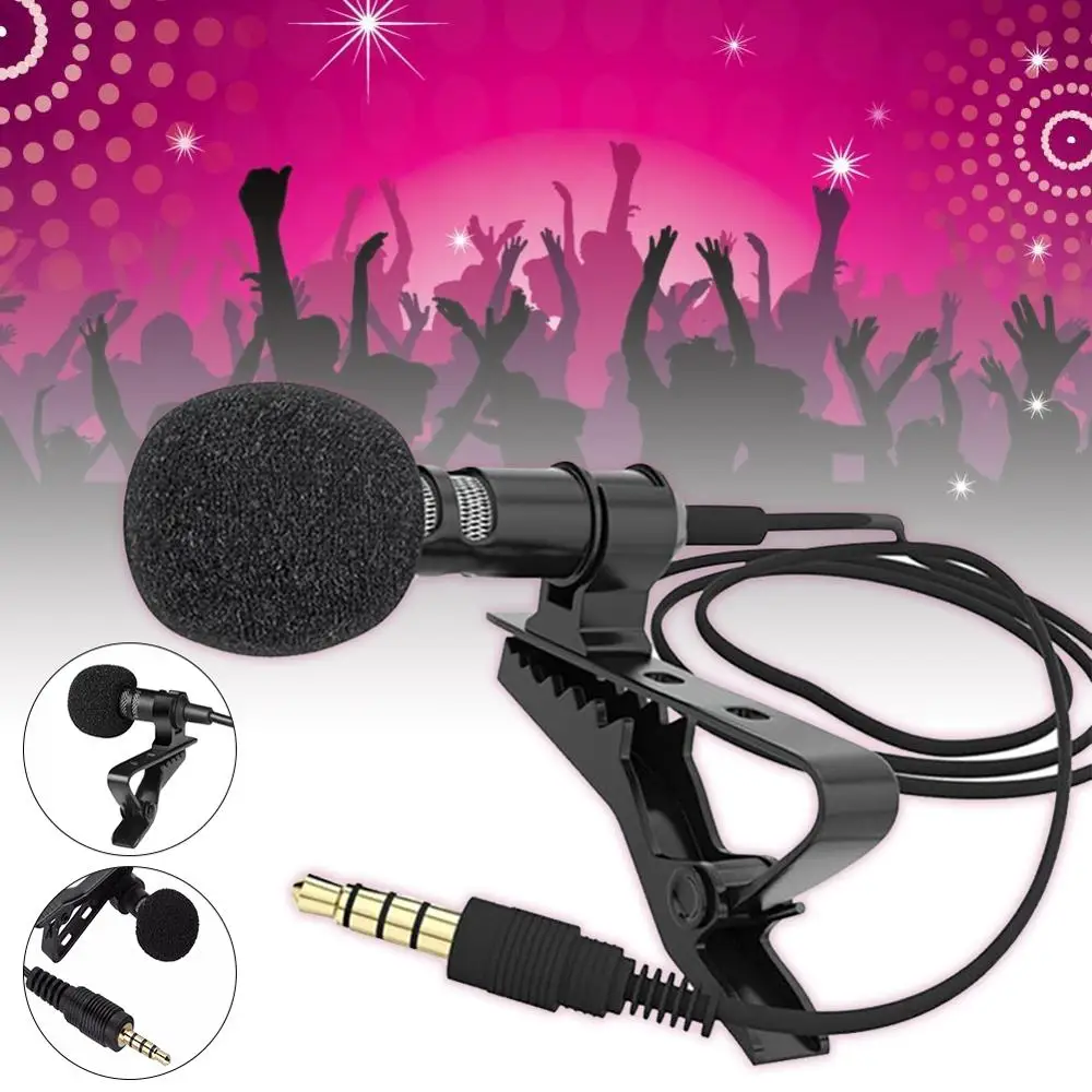 

1PCS 3.5mm Clip Tie Collar Microphone for Mobile Phone Speaking in Lecture 1.5m Bracket Clip Vocal Audio Lapel Microphones