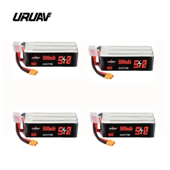 

4 PCS URUAV 22.2V 5000mAh 80C 6S XT60 Plug Lipo Battery For RC Quadcopter Multicopter Multirotor DIY Accessories Parts