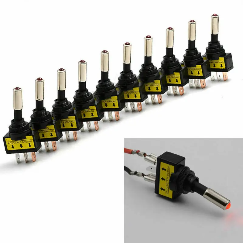 

12V 20A Car Auto Red LED Light Toggle Rocker Switch 3Pin SPST ON/OFF Sales