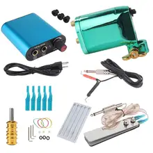 Дешевый Полный Начинающий комплект татуировок машина милый поворотный боди-арт тату пистолет набор мощность коробка с рукояткой советы питания