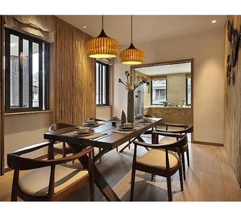 

HAIXIANG LED Bamboo Seaside Chandelier Lamp Dining Room Ceiling Light windproof Lighting