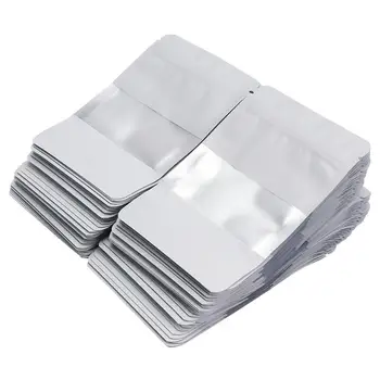 

100pcs Aluminized Reclosable Zip Bags with Clear Window Standing Bulk Food Storage Pouch Packaging Bag (White, 10x15+3)