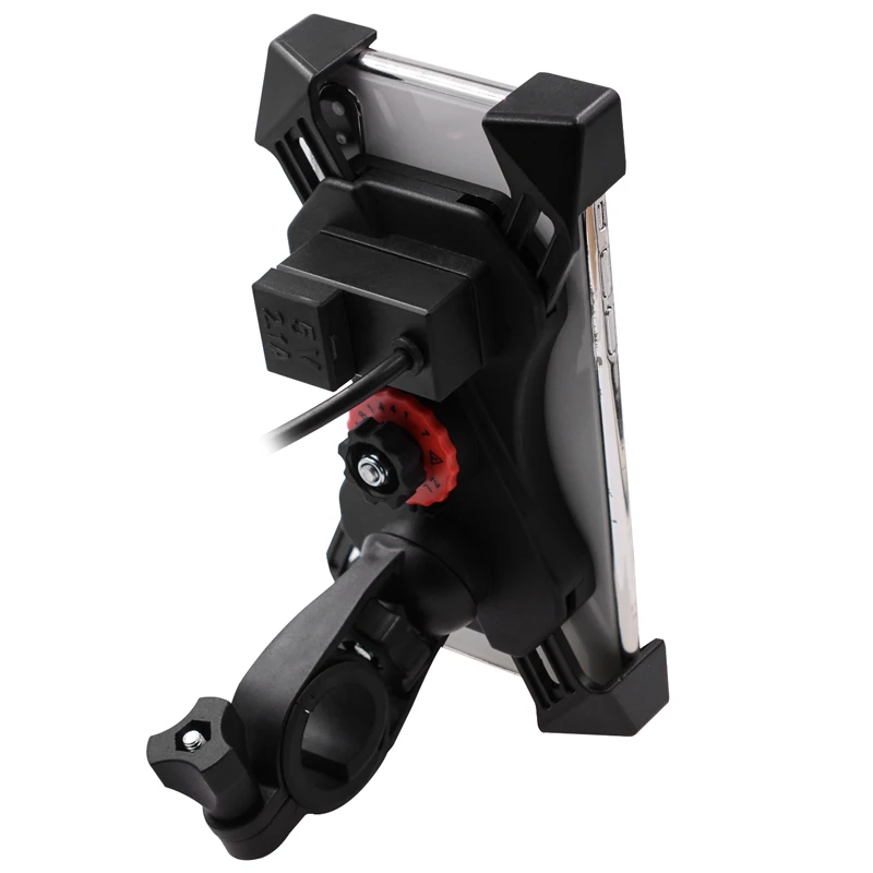 

Motorcycle Phone Holder USB Charger 5V 2.1A Handlebar Mobile Phone Bracket Telescoping