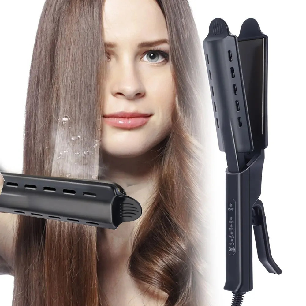 Выпрямитель для волос с четырьмя зубцами Регулировка температуры керамический турмалиновый плоский Утюг паровой выпрямитель для волос расширенная панель для завивки волос