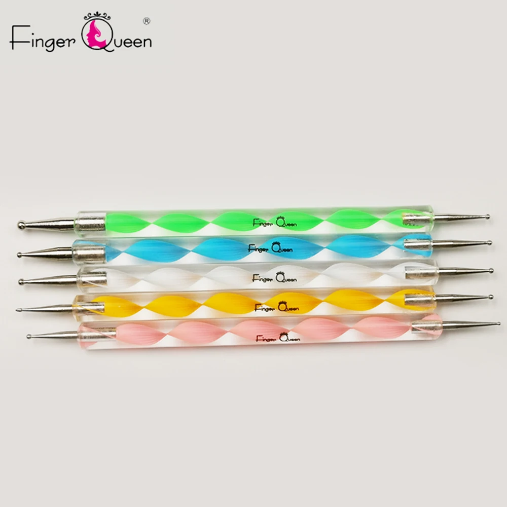 

Fingerqueen 5Pcs Professional Nail Art Tool Both End Swirl Marbleizing Steel Dotting Pen Point Drill Pen Point drill