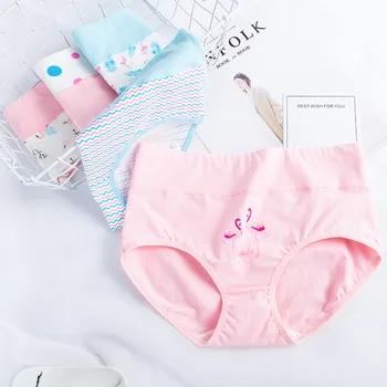 

5PC/Doz Ladies High Waist Abdomen Hip Build Breathable Cotton Underwear Postpartum Summer Thin Comfty Underpants