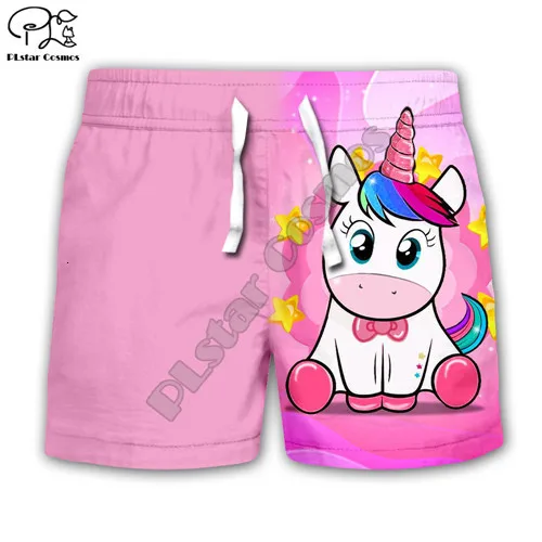 Детские розовые толстовки с единорогом с 3D-принтом, комплект детской Радужная толстовка с длинными рукавами, пальто на молнии, футболка для мальчиков и девочек, шорты - Цвет: kids casual shorts
