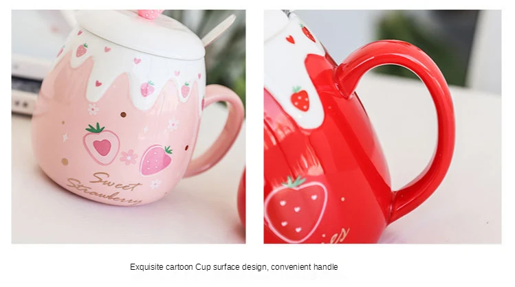 Kawaii Fruit Strawberry Avocado Ceramic Cups - Limited Edition