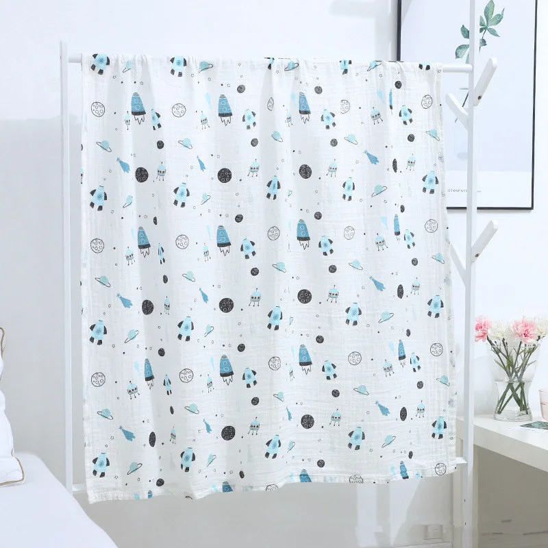 2pcs/set Newborn Baby Blanket Cotton Bamboo Blanket Cartoon Patterns Multi-use Infant Towel Baby Muslin Swaddle Wrap - Цвет: 26