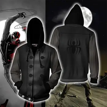 

PS4 Game Spider-Man Noir Spider-Man Hoodies Sweatshirts Cosplay men and women Costumes 3D Printing zipper Hoodie Jacket sweater