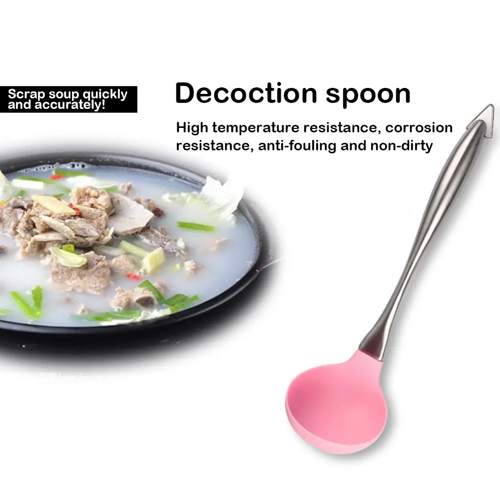 7 шт., набор розовых силиконовых кухонных принадлежностей из нержавеющей стали с ручкой, кухонная посуда, посуда, жаростойкие кухонные инструменты