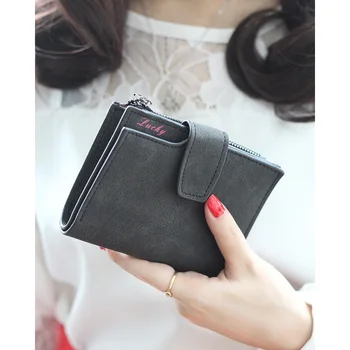 

Card Wallet Lady Credit Card Holders Women Women's Wallets Short Solid Fashion Matte Leather Zipper Coin Purses Girl