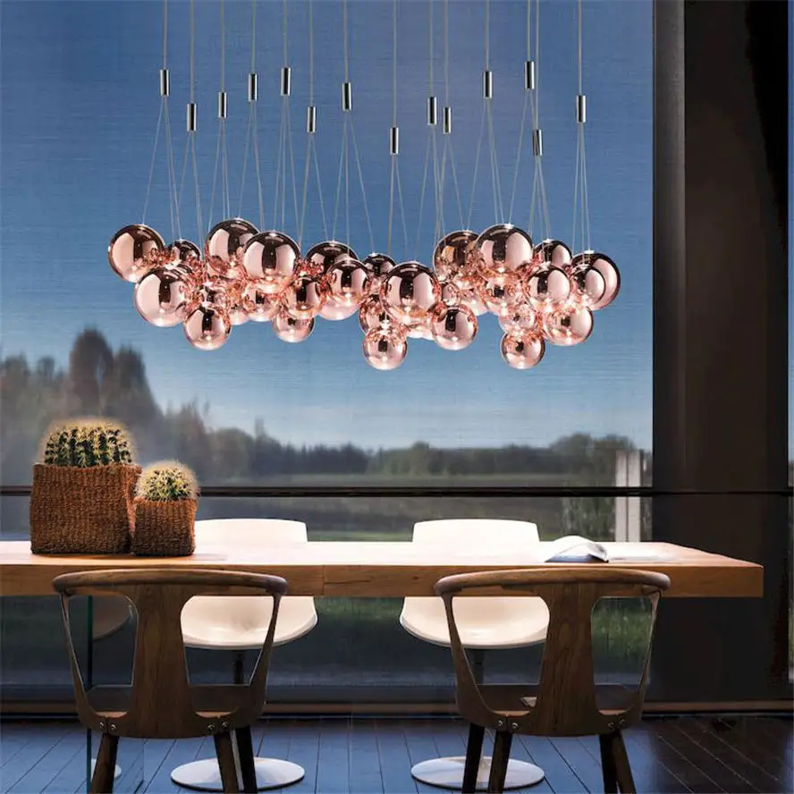 postmodern designer 3 heads colored glass pendant lights for villa living room art deco bar Senior club suspension led luminaire