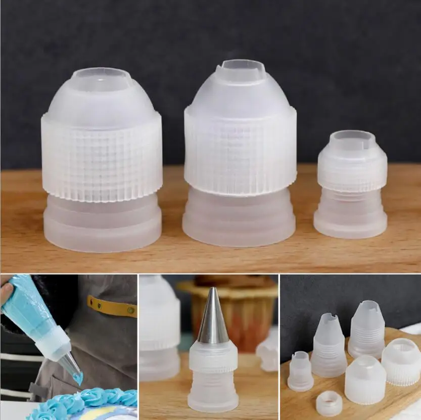 3-Color Icing Piping Bag Russian Nozzle Converter Coupler Cake Decor