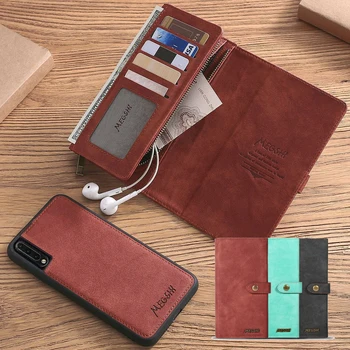 

LLZ.COQUE Premium Leather Wallet Phone Case for Samsung S10 5G Flip Magnetic Zipper Card Slots Holder Cover for Galaxy S9 Plus