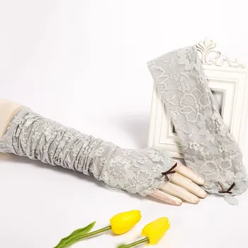 

Thin Sunscreen lace sleeves Driving Anti-uv gloves Beautiful girl summer sunscreen hand cuff driving arm sleeve gloves women