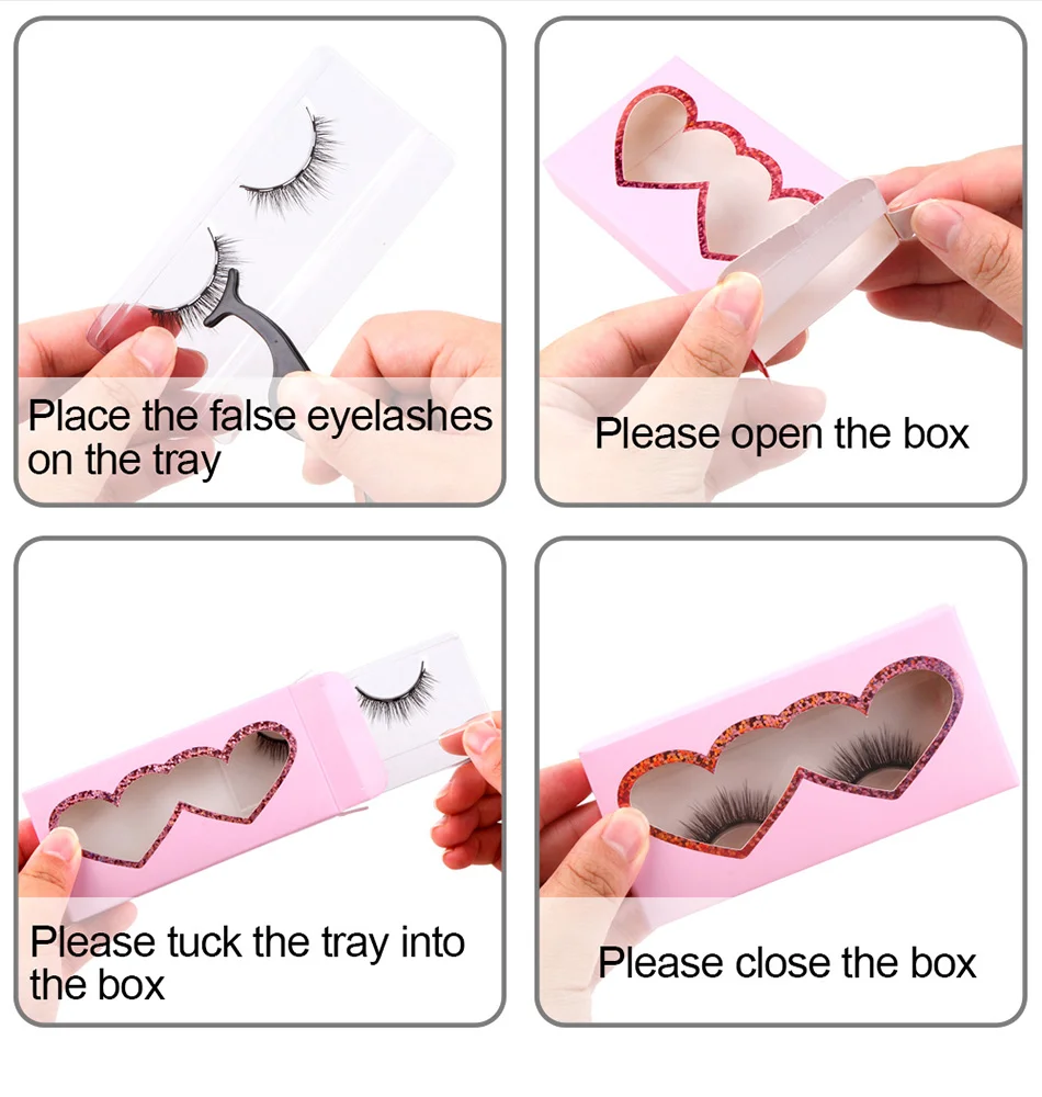 Wholesale 50/100Pcs Lash Boxes Packaging Empty Carton Paper Packing Box 25mm Long Eyelash Packaging Lash Boxes cases With Tray