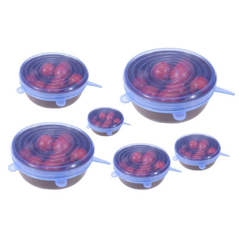 6xSilicone чаша крышка многоразовые Обёрточная бумага кастрюлю крышкой Еда свежий протектор Кепки аксессуар