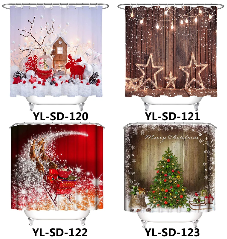 Merry Christmas занавеска для душа для ванной с рисунком снеговика Санты креативная Водонепроницаемая занавеска для душа с новогодним декором