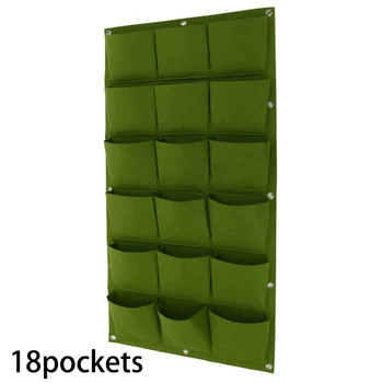 

18/36 Pockets Felt Plant Bag Pot Vertical Garden Hanging Green Pouch Case