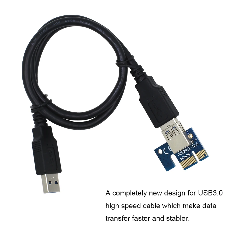 TISHRIC Ver006 pcie Pci-e Pci Express Riser Card 1x To 16x Usb3.0 Cable Sata To 4pin Molex Power Extender Bitcoin Mining Miner