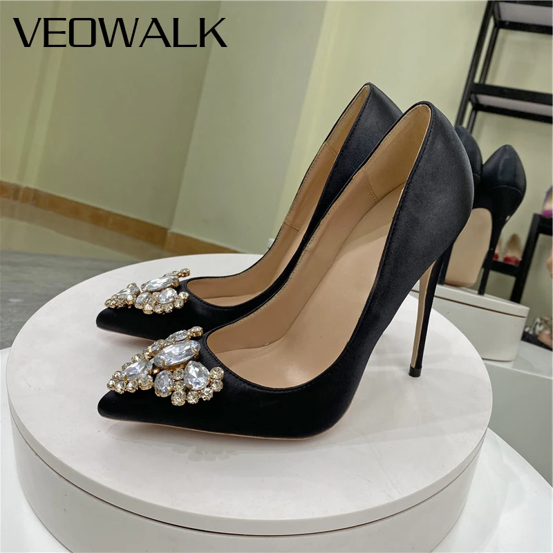 Womens Satin Pointed Toe Stilettos High Heels Wedding Pump Party Shoes Chic New 