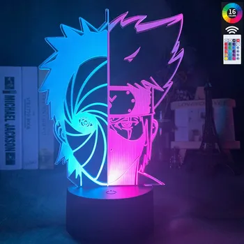 

3D Led Night Lamps Half Face Obito Uchiha and Kakashi Hatake Nightlight for Kids Bedroom Decor Light Desk Lamp