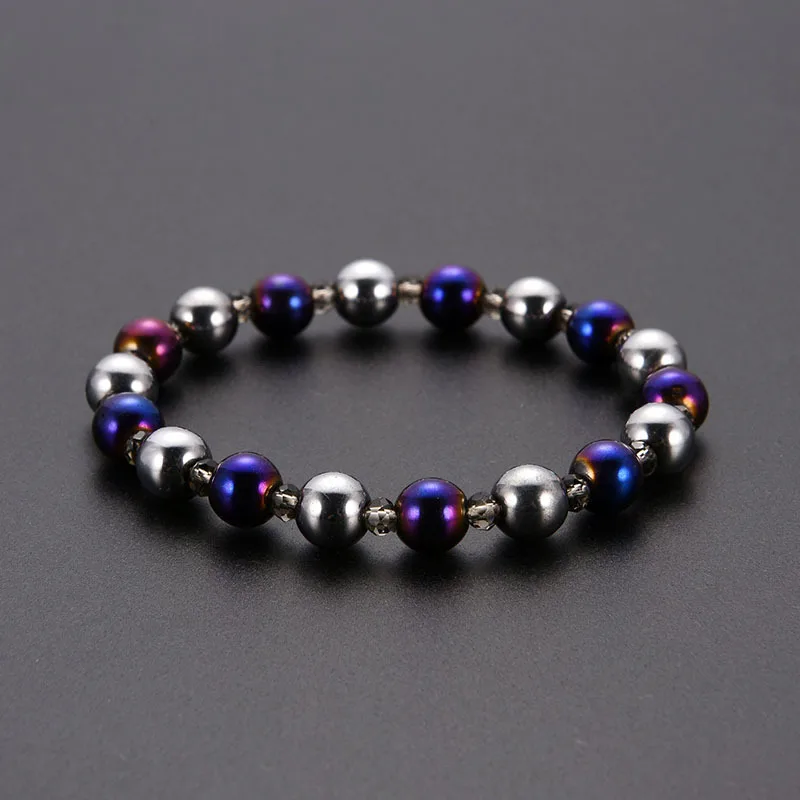 Natural Black Obsidian Hematite Stone Beads Bracelets For Magnetic Health Protection Women Jewelry Beads Bracelet For Women Men