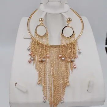 

Dubai Gold Jewelry Sets Nigerian Wedding African Beads Crystal Bridal Jewellery Set Rhinestone Ethiopian Jewelry parure