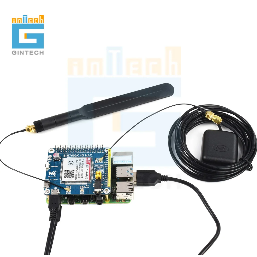 Шляпа SIM7600E LTE Cat-1 для Raspberry Pi 3G / 2G/GNSS Юго-Восточной Азии Западной Европы Африки |