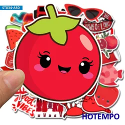 Autocollant de dessin animé VSCO rouge mignon Kawaii pour enfants, 50 pièces, étiquette de téléphone portable, pour bricolage, lettre, journal intime, Scrapbooking 