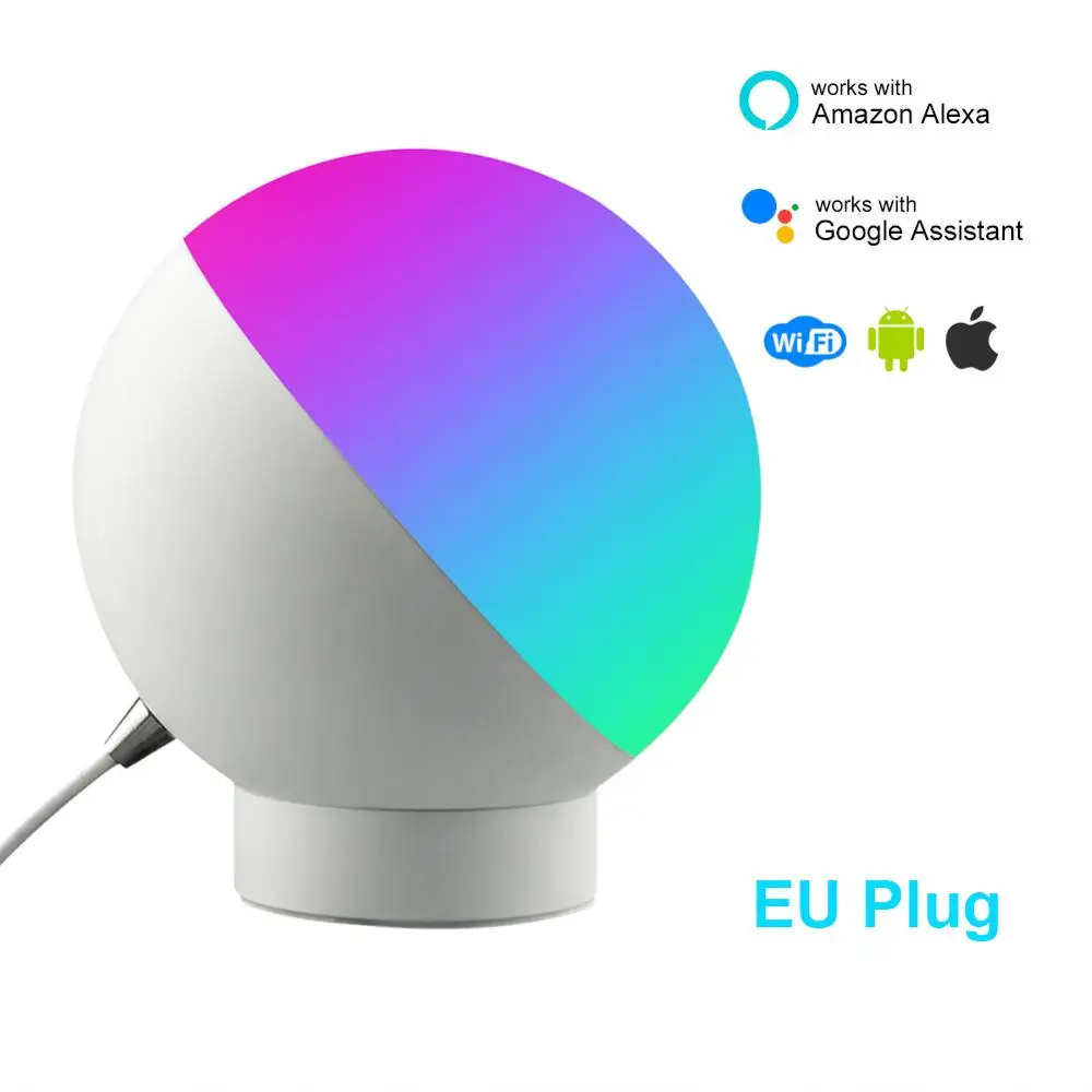 White-EUplug Wifi умная настольная лампа RGBW 7 Вт с регулируемой яркостью и таймером для Alexa Google Голосовое управление Светодиодный настольный ночной Светильник умный дом - Цвет: White-EUplug