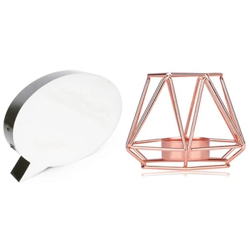 

LED Message Handwriting Letter Light Box Speech Bubble Shape Writing Board with 2Pcs 3D Geometric Candle Holders
