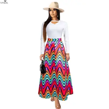 

2020 Women Spring Summer Skirts Fashion Print High Waist Bohemian Long Skirt Beach Street Night Clubwear Party Bohemian Skirts