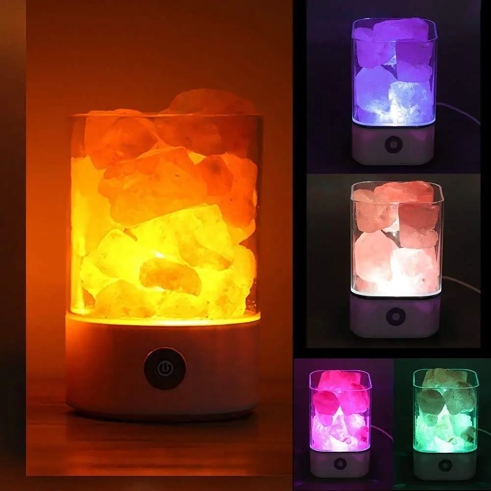 

USB Charging Portable Fine Crystal Salt Lamp Himalayan Salt Lamp Night Light Purifying Air Natural Rock Bedroom