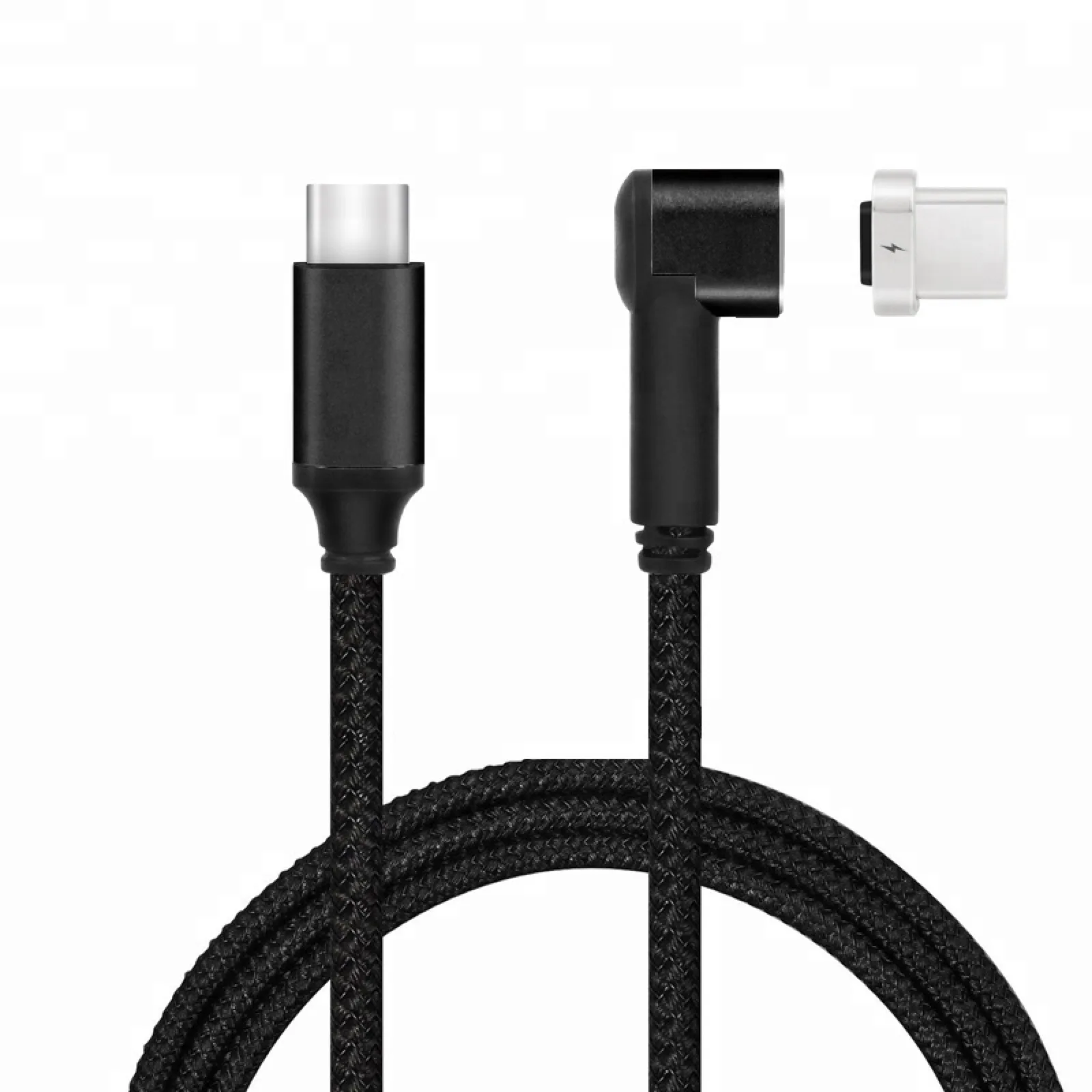 All Black Type C Магнитный кабель usb type-C, 2 метра, 2,4 А, кабель для быстрой зарядки, угол 90 градусов, кабель питания для зарядки Macbook Pro, samsung, телефон - Цвет: All Black Type C