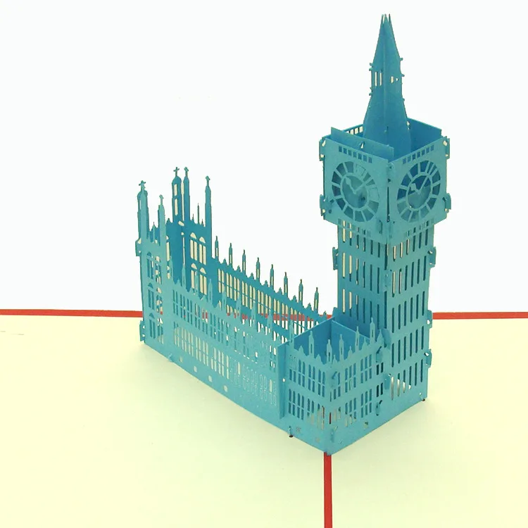 big ben-blue 3D всплывающие подарки карта всемирно известное здание День рождения поздравительные открытки архитектура Пригласительные открытки для бизнеса туристическая открытка - Цвет: big ben-blue